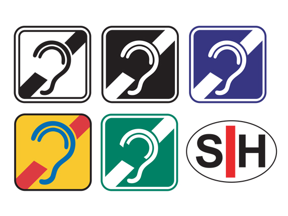 logo Slechthorendheid, beperkt horen, doof, gehoorverlies en doofheid symbool. Limited hear, deafness and hearing loss symbol.